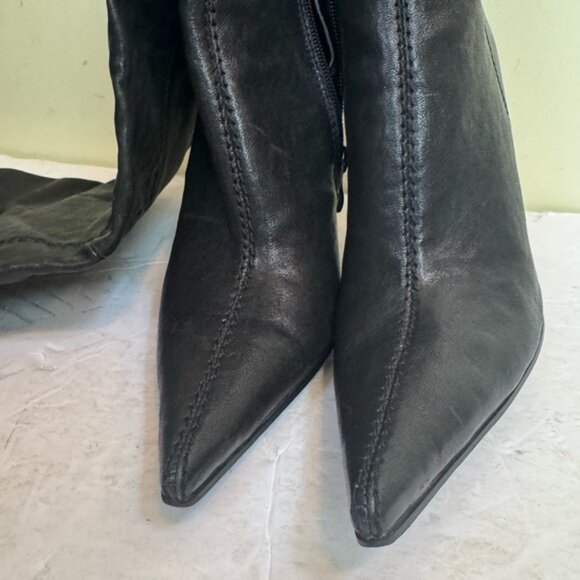 Z London Leather Over The Knee Tall Boots Zip Lace Up Stiletto Heels Black 36 - Picture 7 of 16